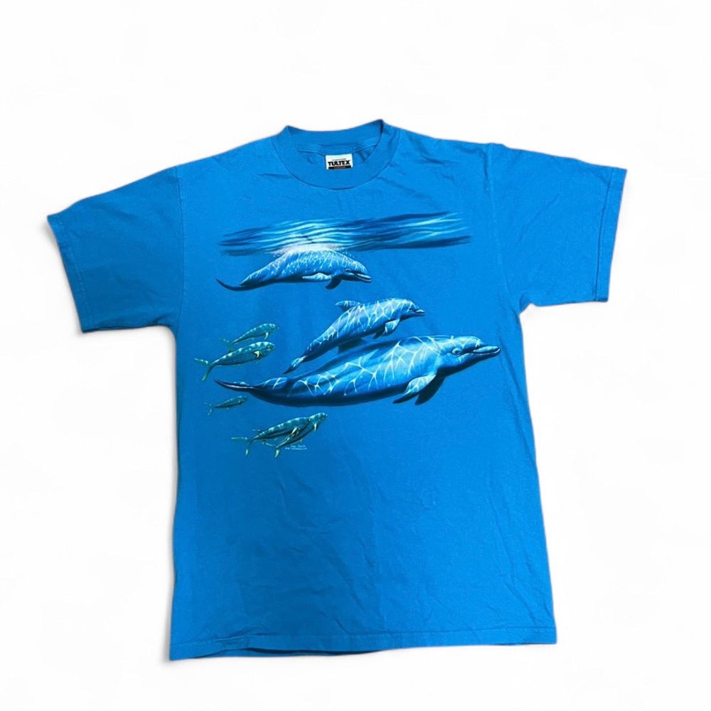 Vintage Y2K Aqua Underwater Vibes Tultex Aquatic Dolphin Shirt L